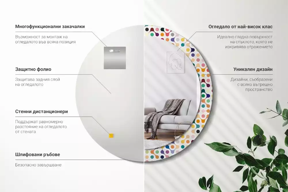 Lustro ramka z nadrukiem okrągłe Pop art kropki