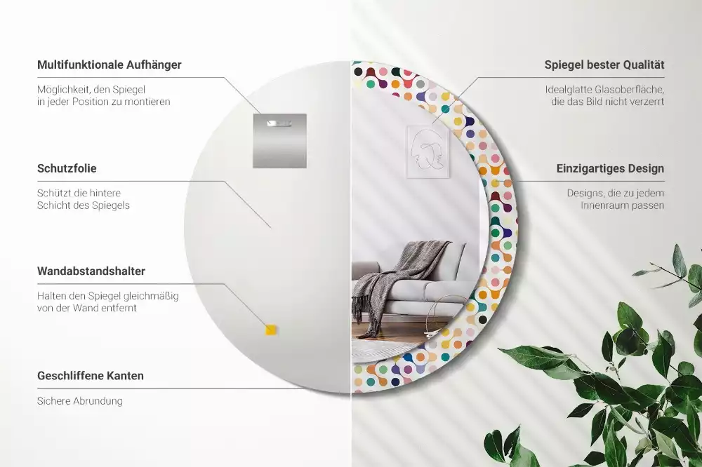 Lustro ramka z nadrukiem okrągłe Pop art kropki