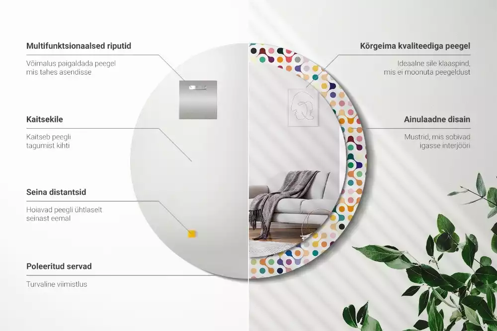 Lustro ramka z nadrukiem okrągłe Pop art kropki