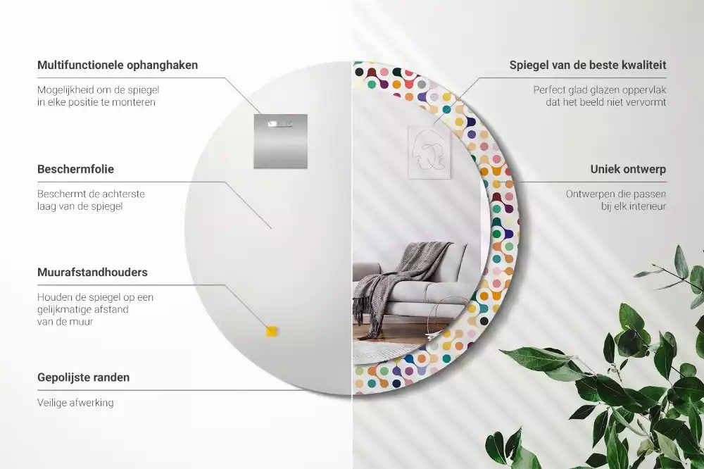 Lustro ramka z nadrukiem okrągłe Pop art kropki