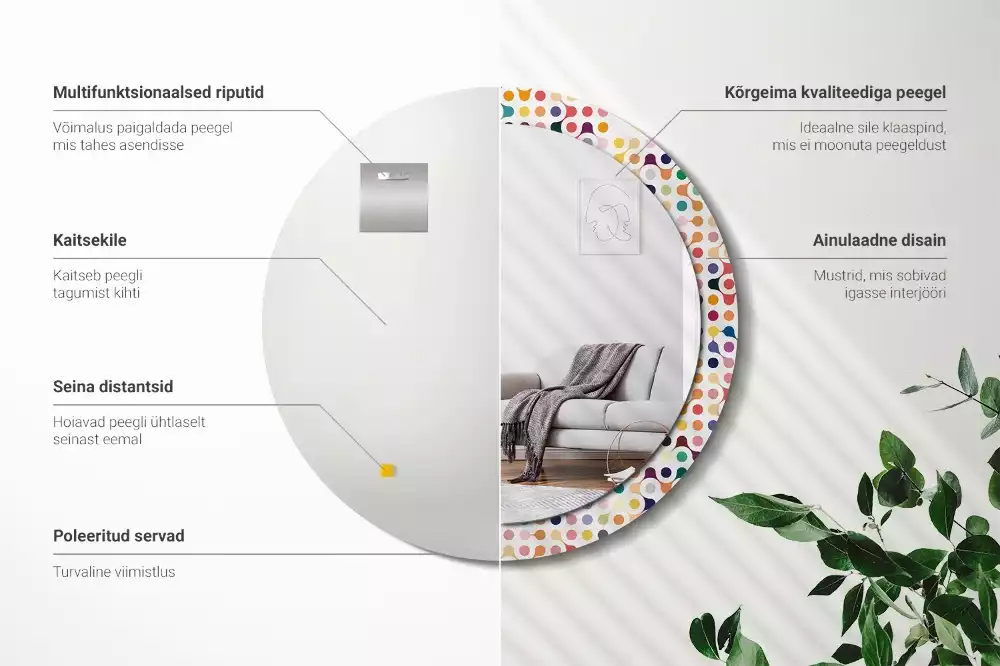 Lustro ramka z nadrukiem okrągłe Pop art kropki