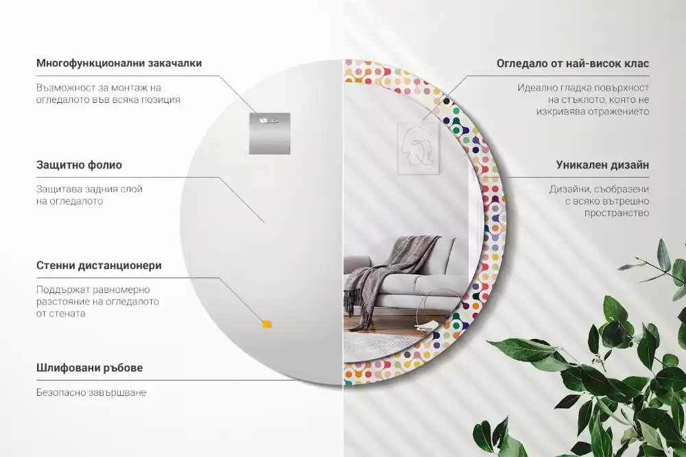 Lustro ramka z nadrukiem okrągłe Pop art kropki