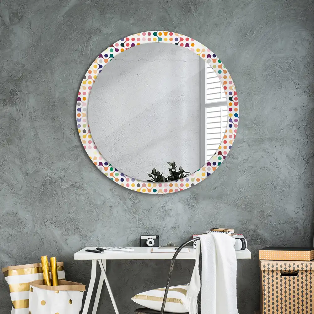 Lustro z ramą z nadrukiem w stylu pop art z motywem kropek