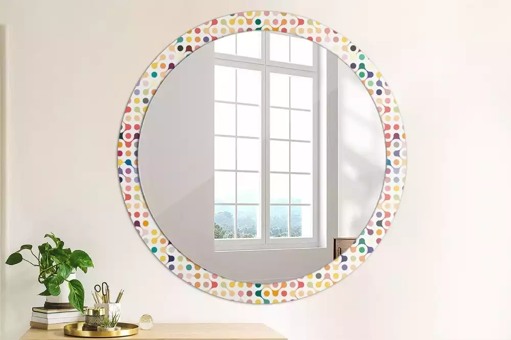 Lustro ramka z nadrukiem okrągłe Pop art kropki