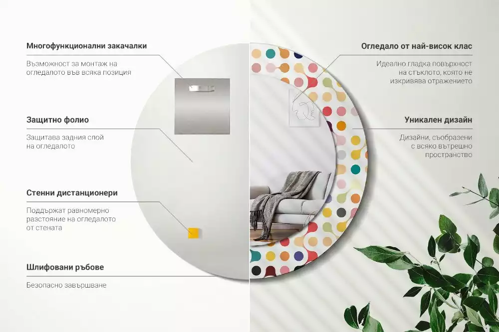 Lustro ramka z nadrukiem okrągłe Pop art kropki