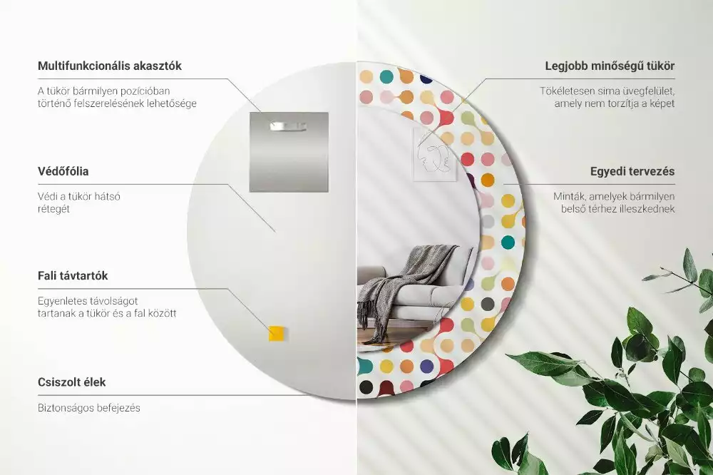 Lustro ramka z nadrukiem okrągłe Pop art kropki