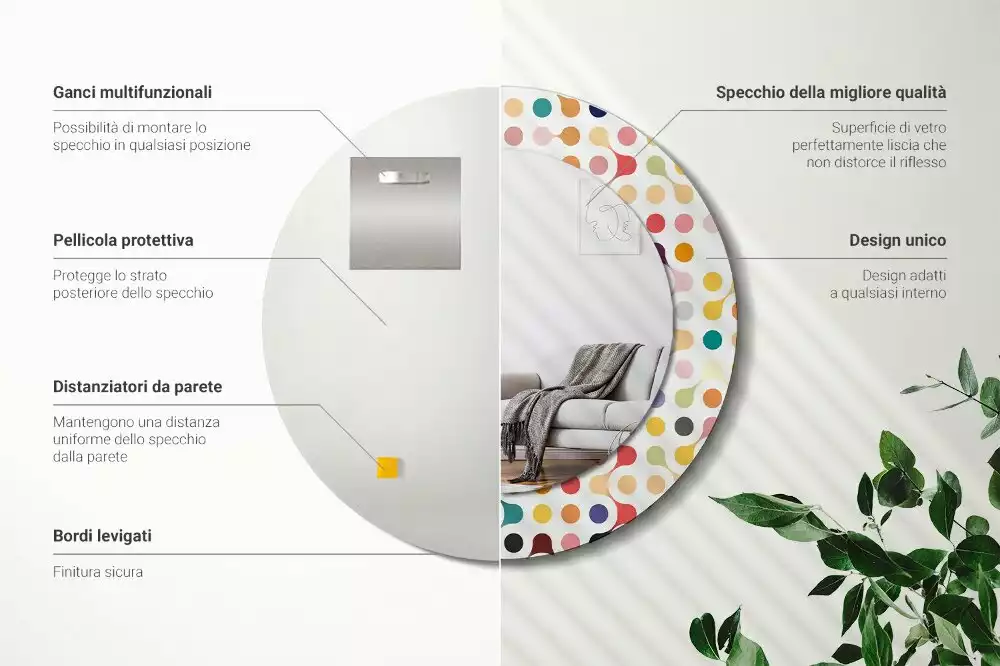 Lustro ramka z nadrukiem okrągłe Pop art kropki