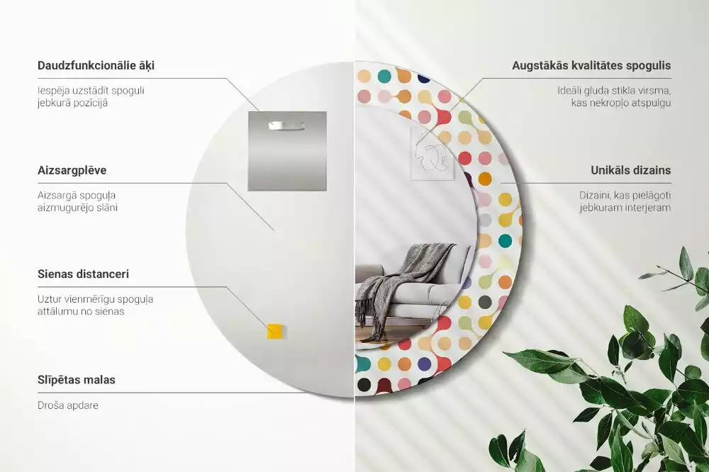 Lustro ramka z nadrukiem okrągłe Pop art kropki