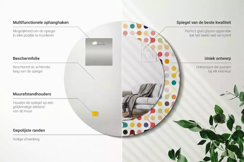 Lustro ramka z nadrukiem okrągłe Pop art kropki