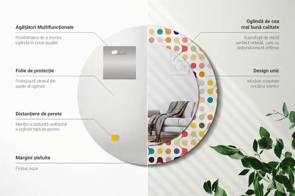 Lustro ramka z nadrukiem okrągłe Pop art kropki