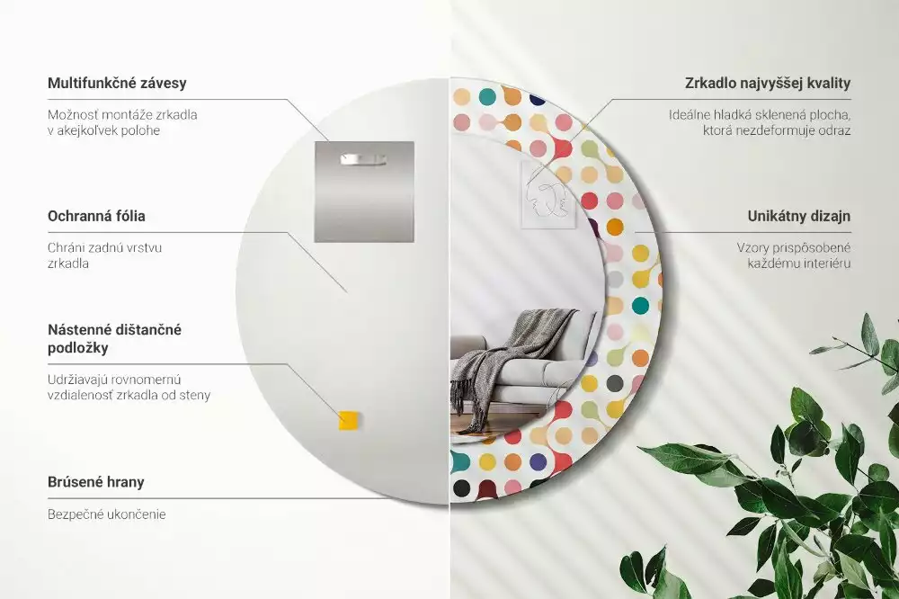 Lustro ramka z nadrukiem okrągłe Pop art kropki