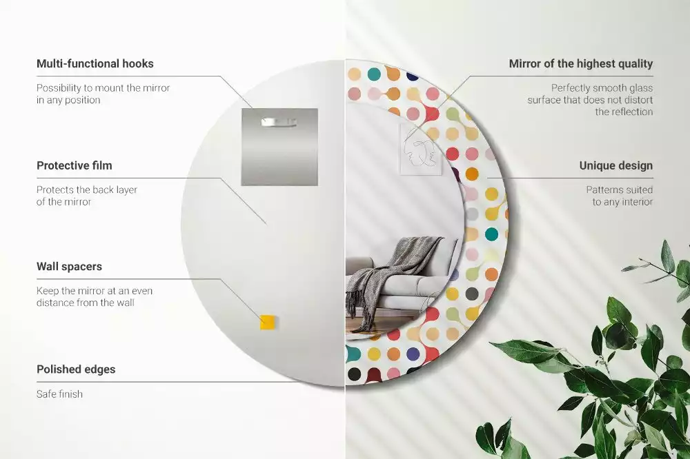 Lustro ramka z nadrukiem okrągłe Pop art kropki