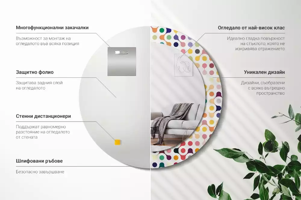 Lustro ramka z nadrukiem okrągłe Pop art kropki