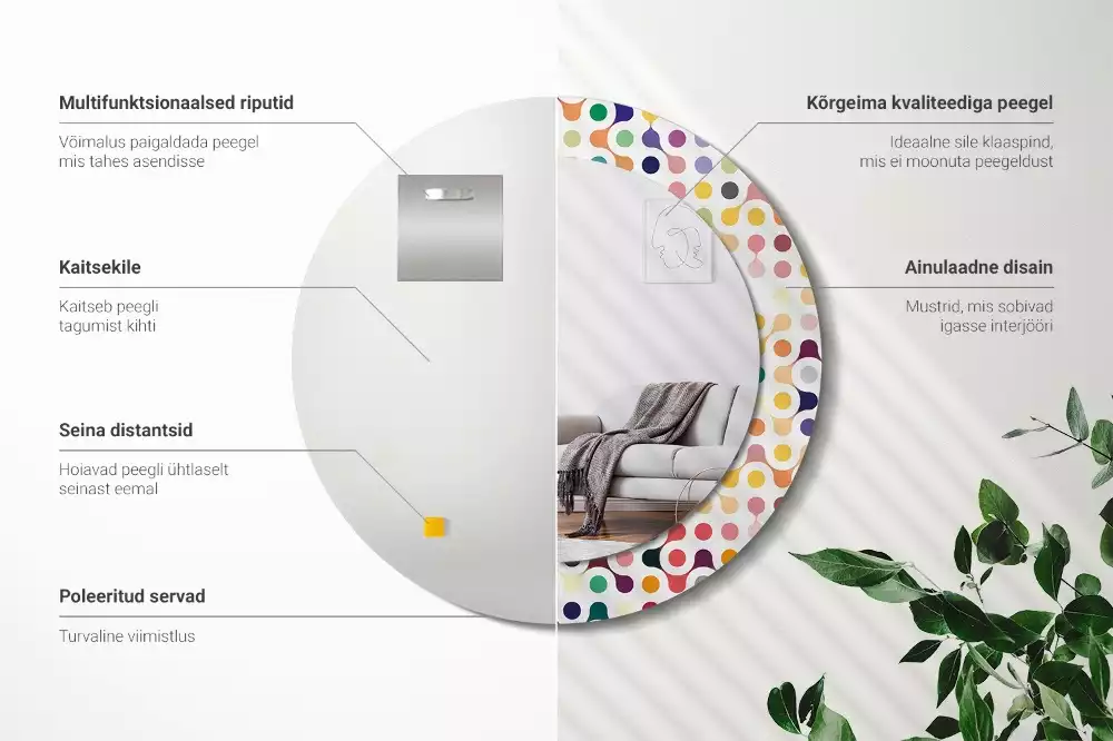 Lustro ramka z nadrukiem okrągłe Pop art kropki