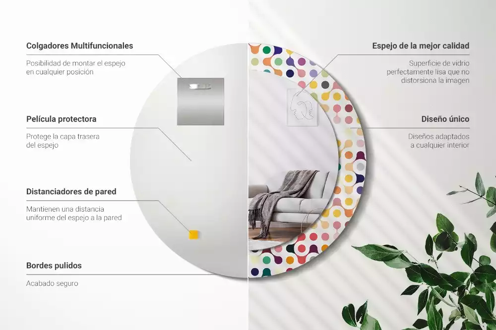 Lustro ramka z nadrukiem okrągłe Pop art kropki