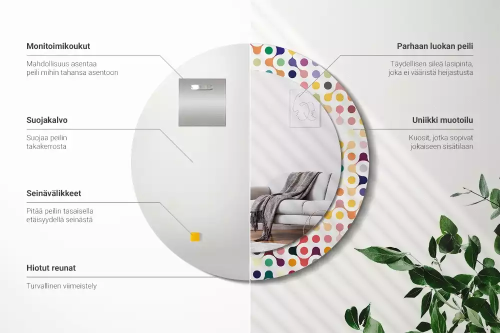 Lustro ramka z nadrukiem okrągłe Pop art kropki