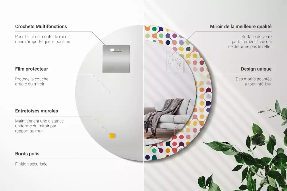 Lustro ramka z nadrukiem okrągłe Pop art kropki