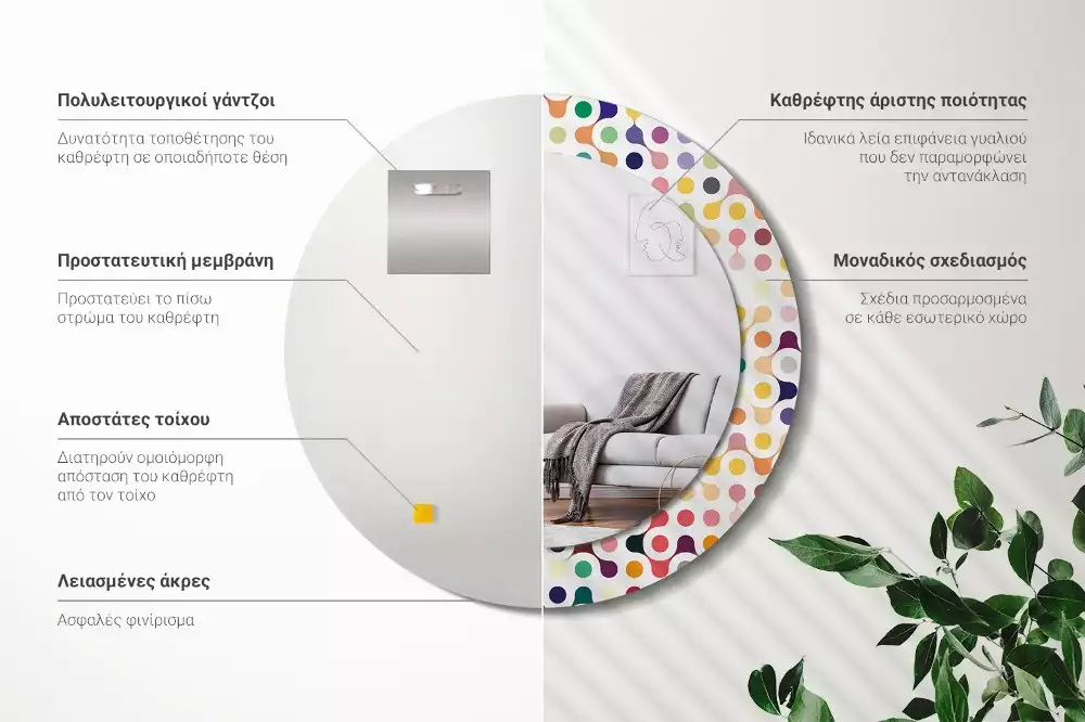 Lustro ramka z nadrukiem okrągłe Pop art kropki