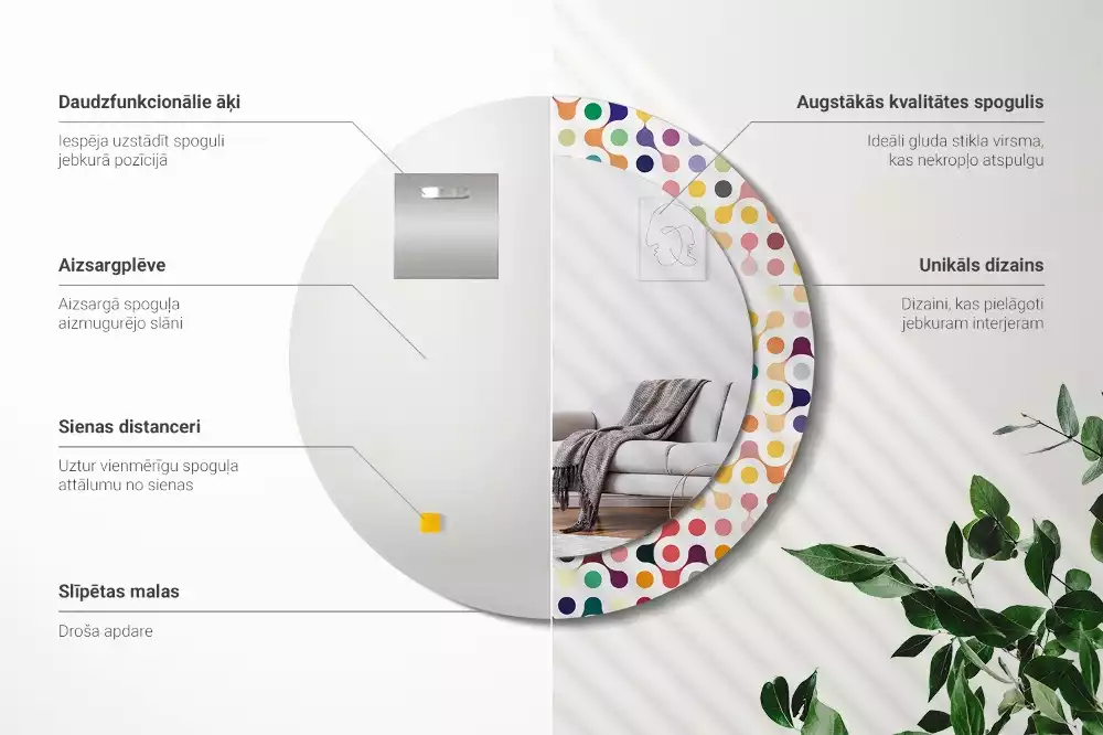 Lustro ramka z nadrukiem okrągłe Pop art kropki