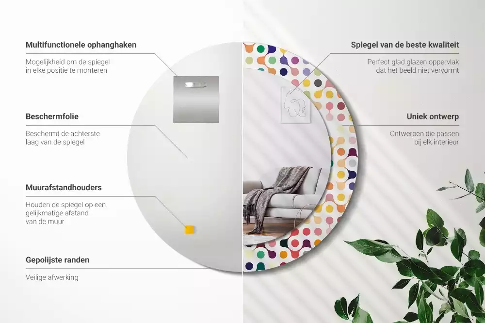 Lustro ramka z nadrukiem okrągłe Pop art kropki