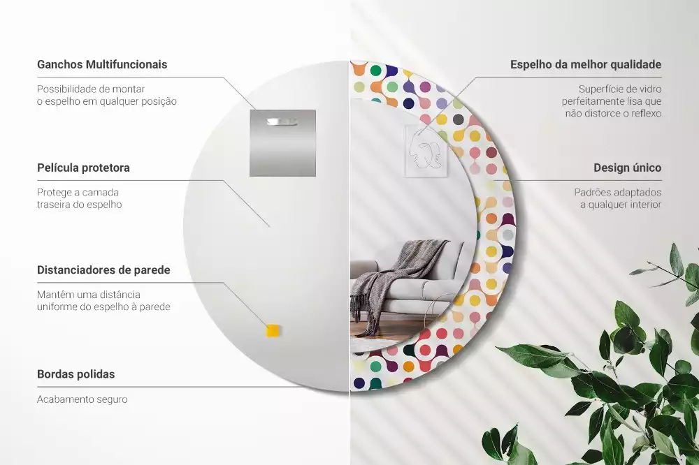 Lustro ramka z nadrukiem okrągłe Pop art kropki