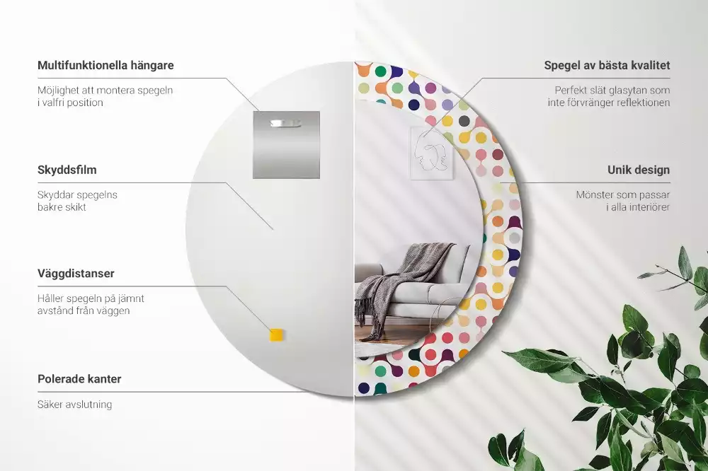 Lustro ramka z nadrukiem okrągłe Pop art kropki