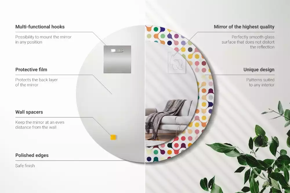 Lustro ramka z nadrukiem okrągłe Pop art kropki