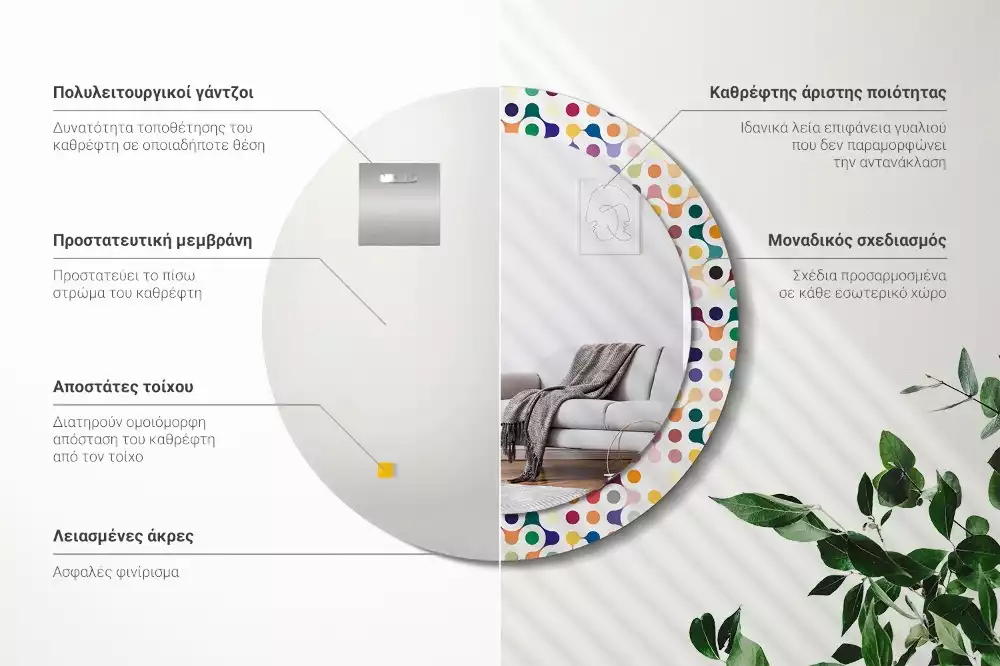 Lustro ramka z nadrukiem okrągłe Pop art kropki