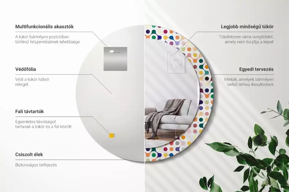 Lustro ramka z nadrukiem okrągłe Pop art kropki