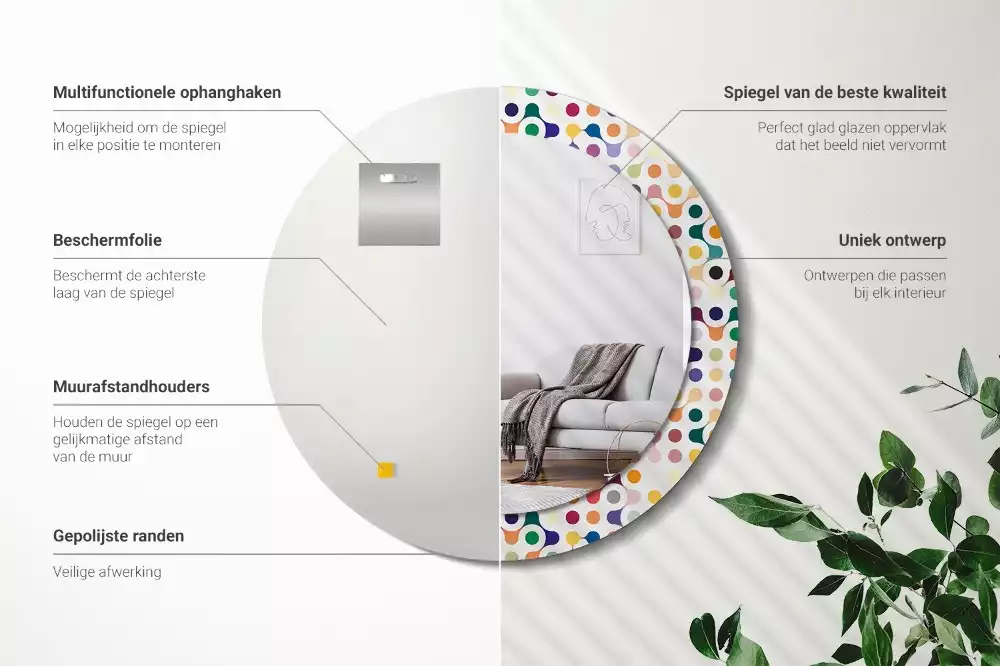 Lustro ramka z nadrukiem okrągłe Pop art kropki