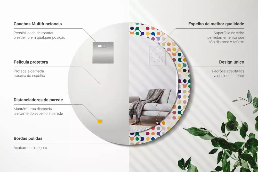 Lustro ramka z nadrukiem okrągłe Pop art kropki