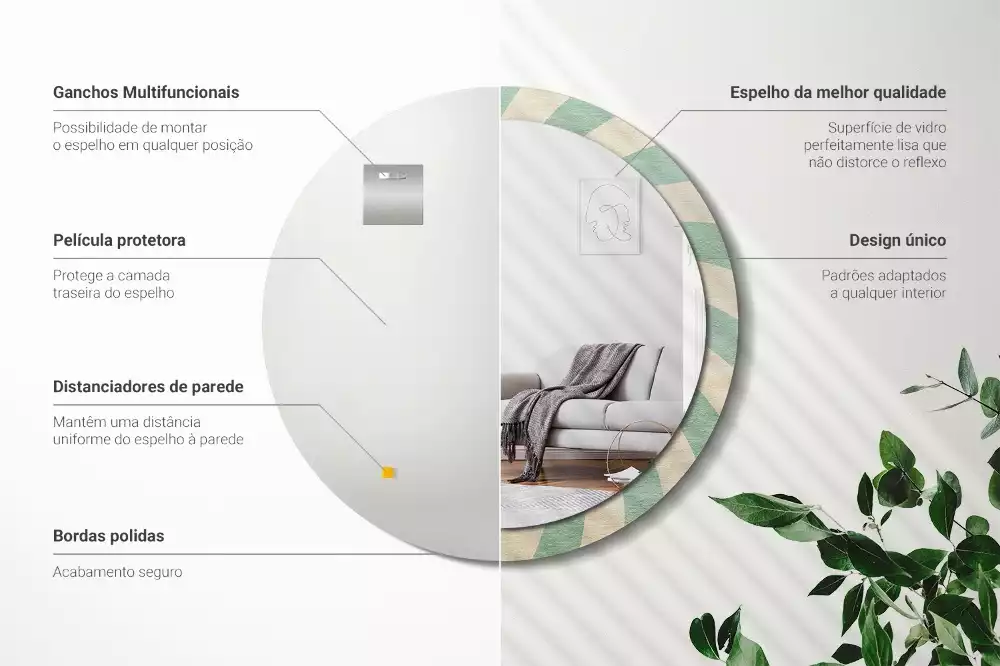 Lustro ścienne dekoracyjne w stylu retro z okrągłą ramą i pastelowym wzorem