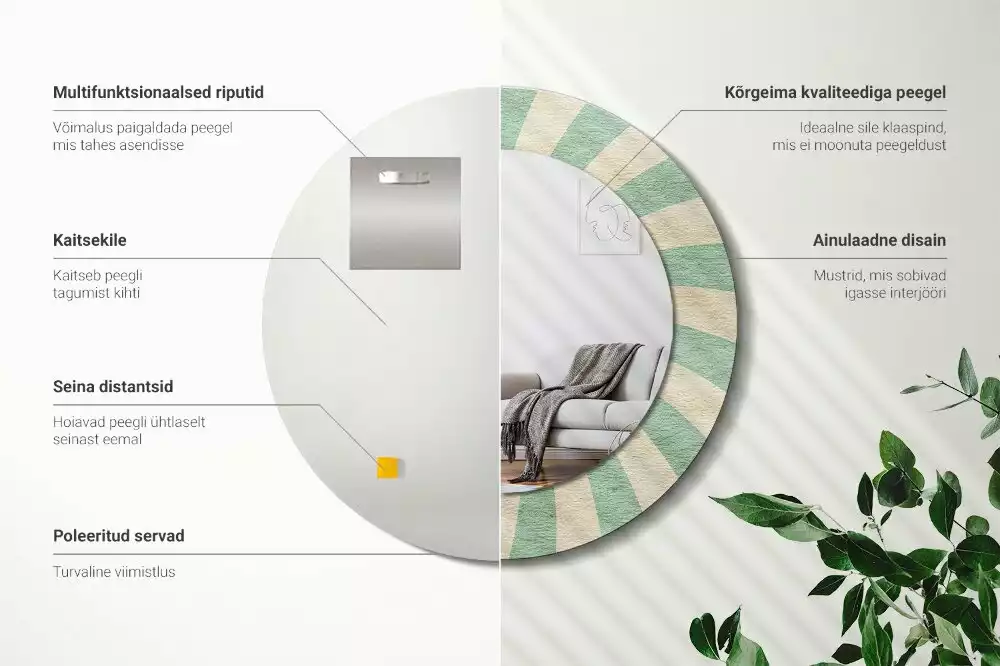 Lustro ścienne dekoracyjne w stylu retro z okrągłą ramą i pastelowym wzorem