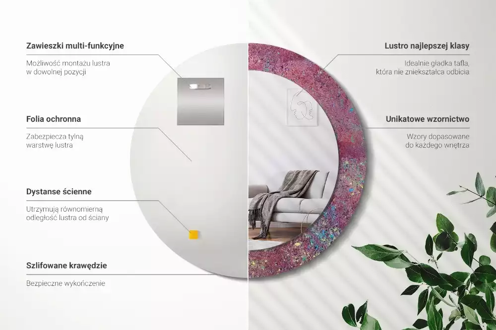 Lustro ścienne dekoracyjne w motywie „Festiwal kolorów”