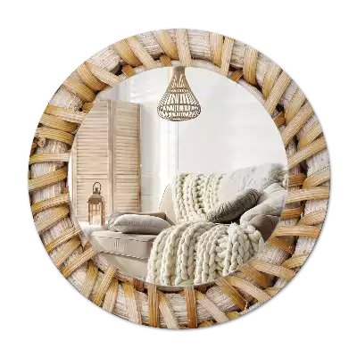 Lustro ścienne dekoracyjne okrągłe Plecionka