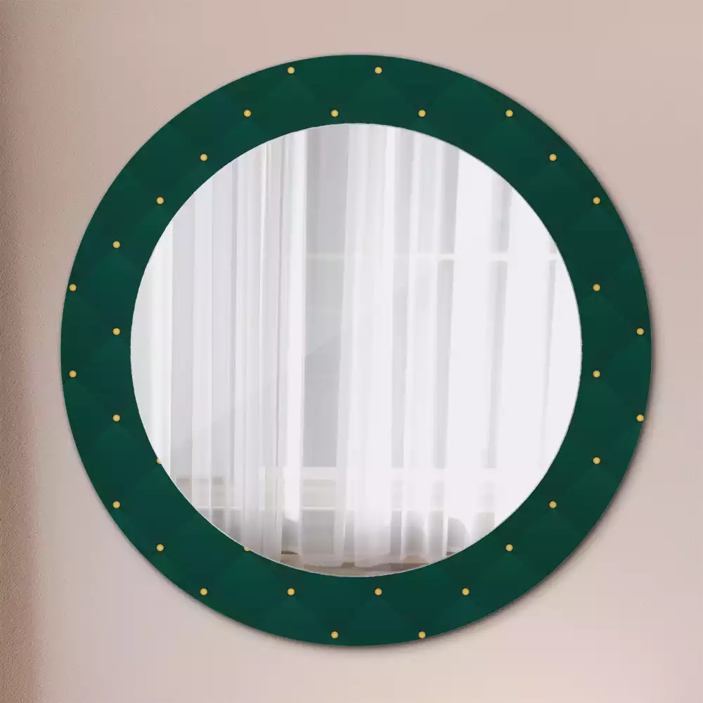 Lustro z ramą z nadrukiem w pikowany wzór, o okrągłym kształcie