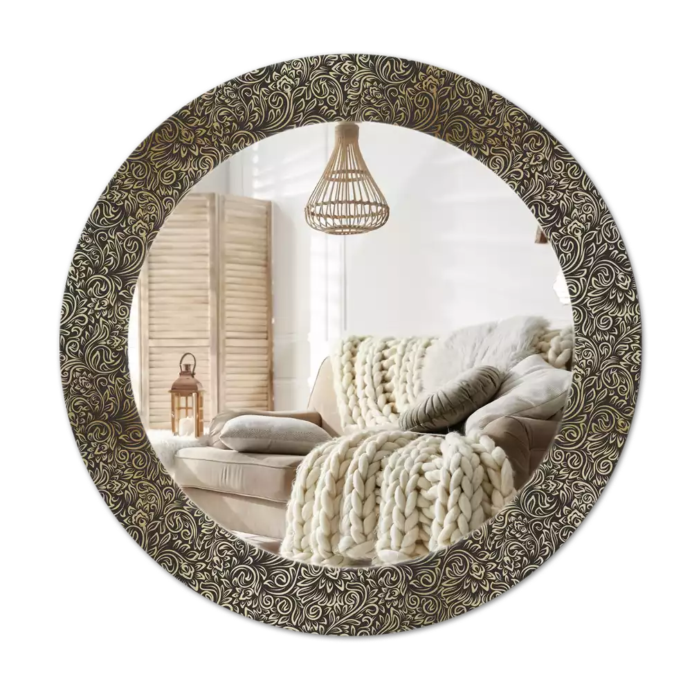 Lustro z drukowaną ramką w motywem kwiecistego ornamentu