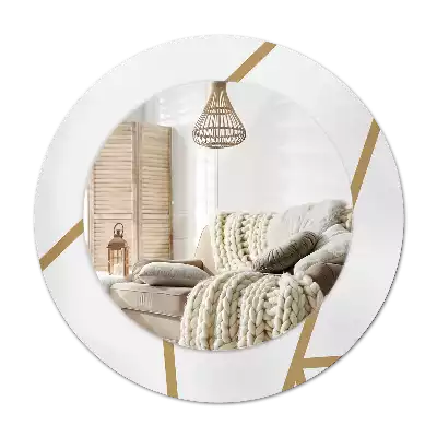 Lustro ścienne dekoracyjne o okrągłym kształcie z motywem kompozycji liniowej