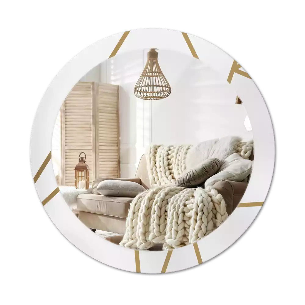 Lustro ścienne dekoracyjne o okrągłym kształcie z motywem kompozycji liniowej