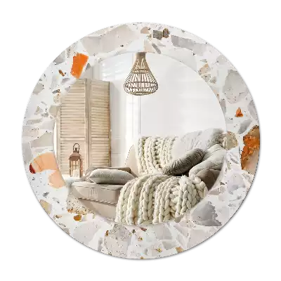 Lustro ramka z nadrukiem okrągłe Styl lastryko