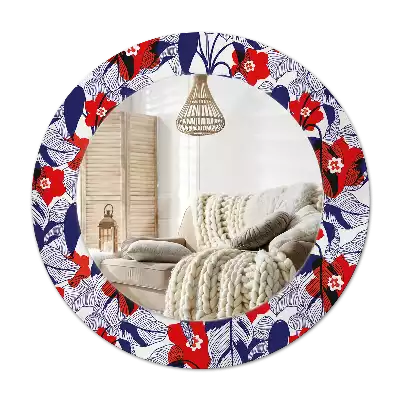 Lustro z drukowaną ramką w motywie filodendronów