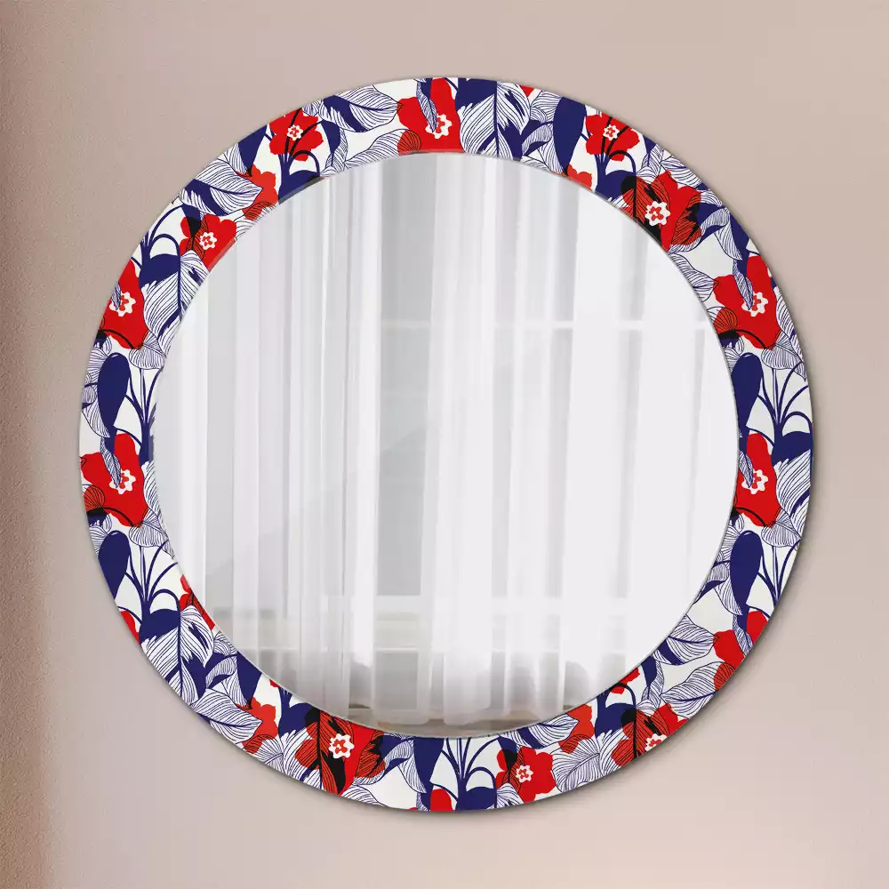 Lustro z drukowaną ramką w motywie filodendronów