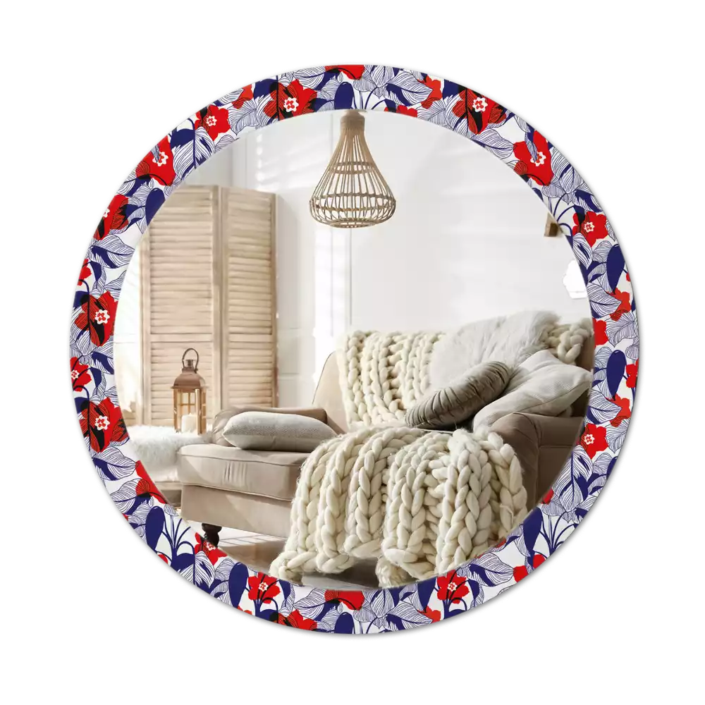 Lustro z drukowaną ramką w motywie filodendronów