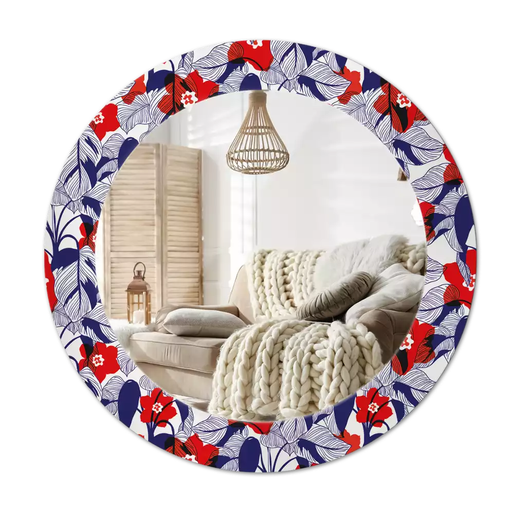 Lustro z drukowaną ramką w motywie filodendronów