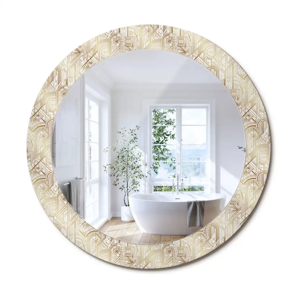 Lustro ścienne dekoracyjne w stylu art deco o okrągłym kształcie