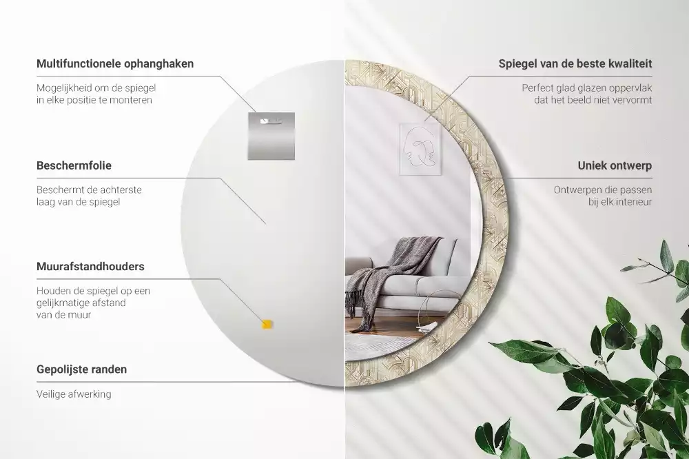 Lustro ścienne dekoracyjne okrągłe Kompozycja art deco