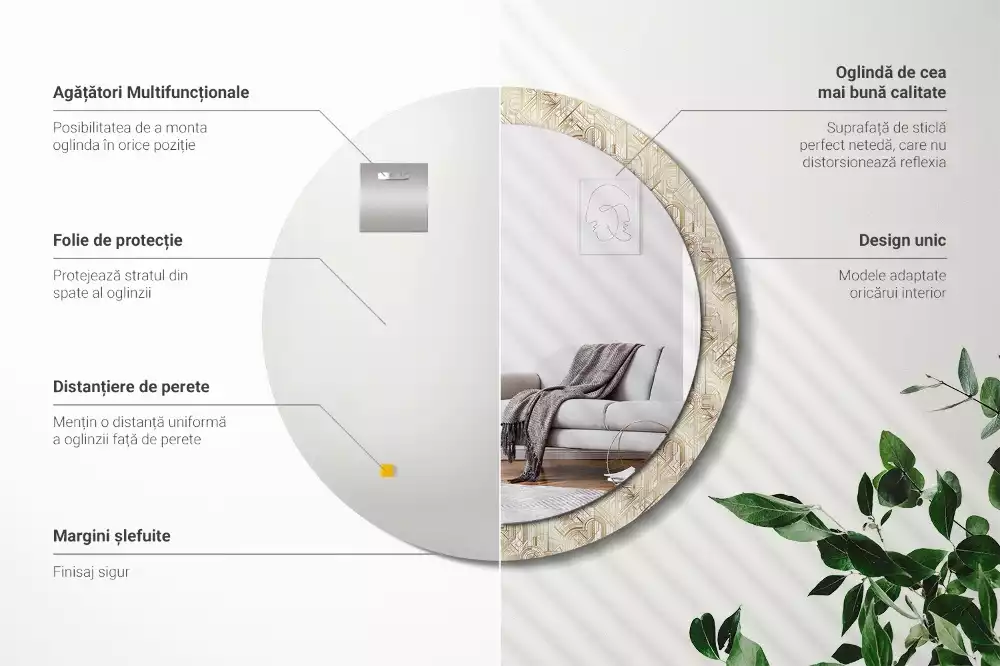 Lustro ścienne dekoracyjne okrągłe Kompozycja art deco