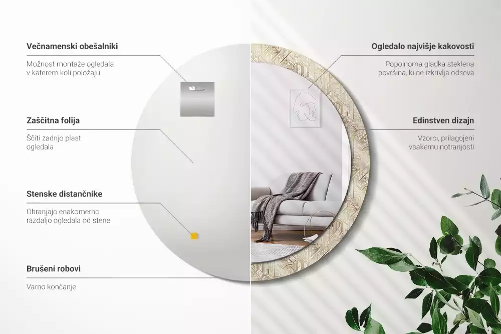 Lustro ścienne dekoracyjne okrągłe Kompozycja art deco