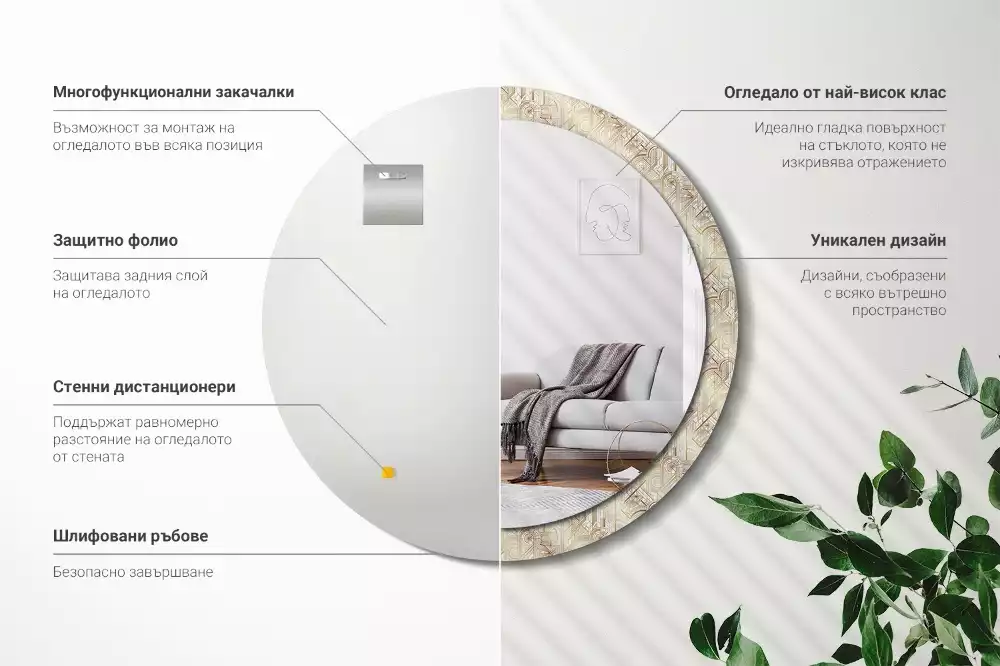 Lustro ścienne dekoracyjne okrągłe Kompozycja art deco