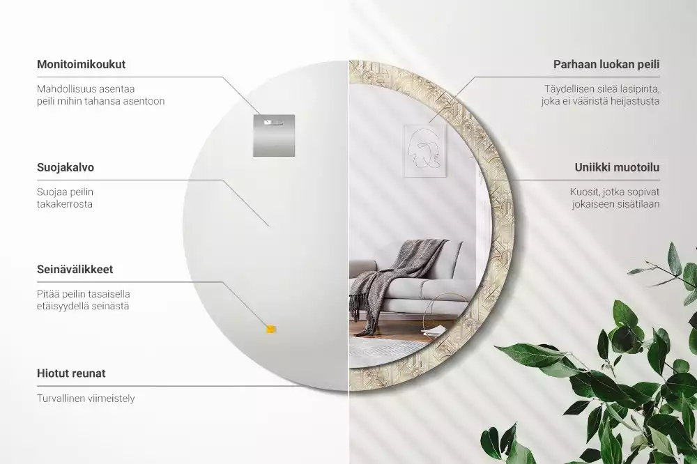 Lustro ścienne dekoracyjne okrągłe Kompozycja art deco